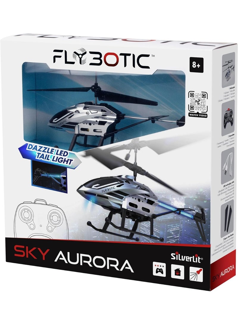 Silverlit طائرة درون سيلفرليت سكاي أورورا للأطفال من 8 سنوات فما فوق مع جهاز تحكم عن بعد 3 قنوات بالأشعة تحت الحمراء، مثبت جيروسكوب، أضواء خلفية LED؛ طائرة درون قابلة لإعادة الشحن - Image 3